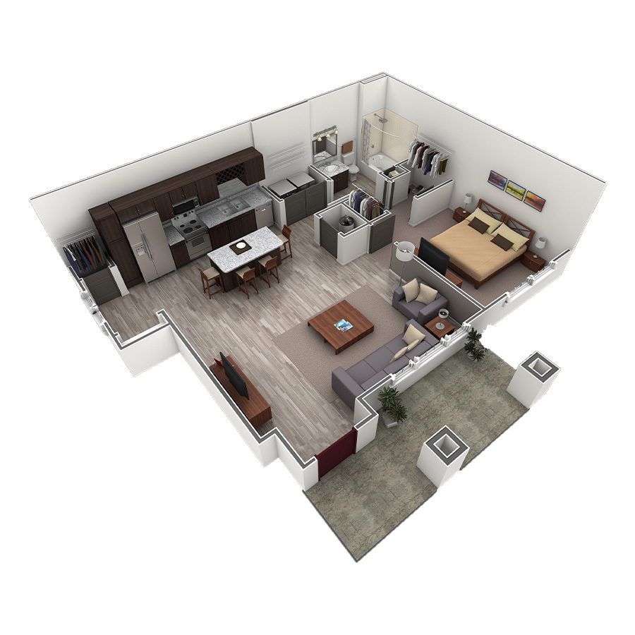1 BR Grand Courtyard floor plan