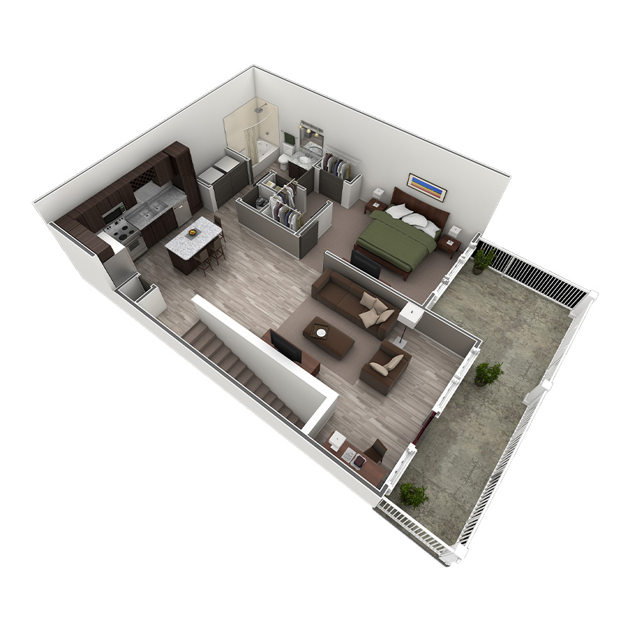 1 BR Designer Overlook floor plan