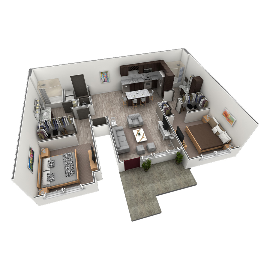 2 BR Grand Courtyard Garage floor plan