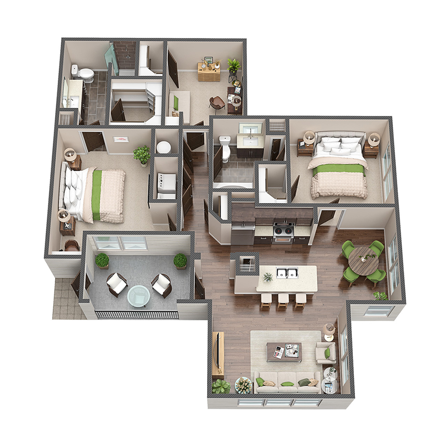 C1 - 2x2 floor plan