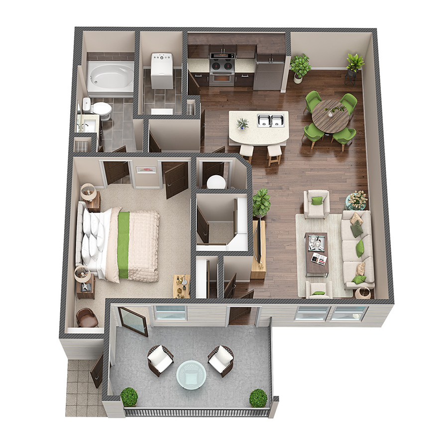 A2 - 1x1 floor plan