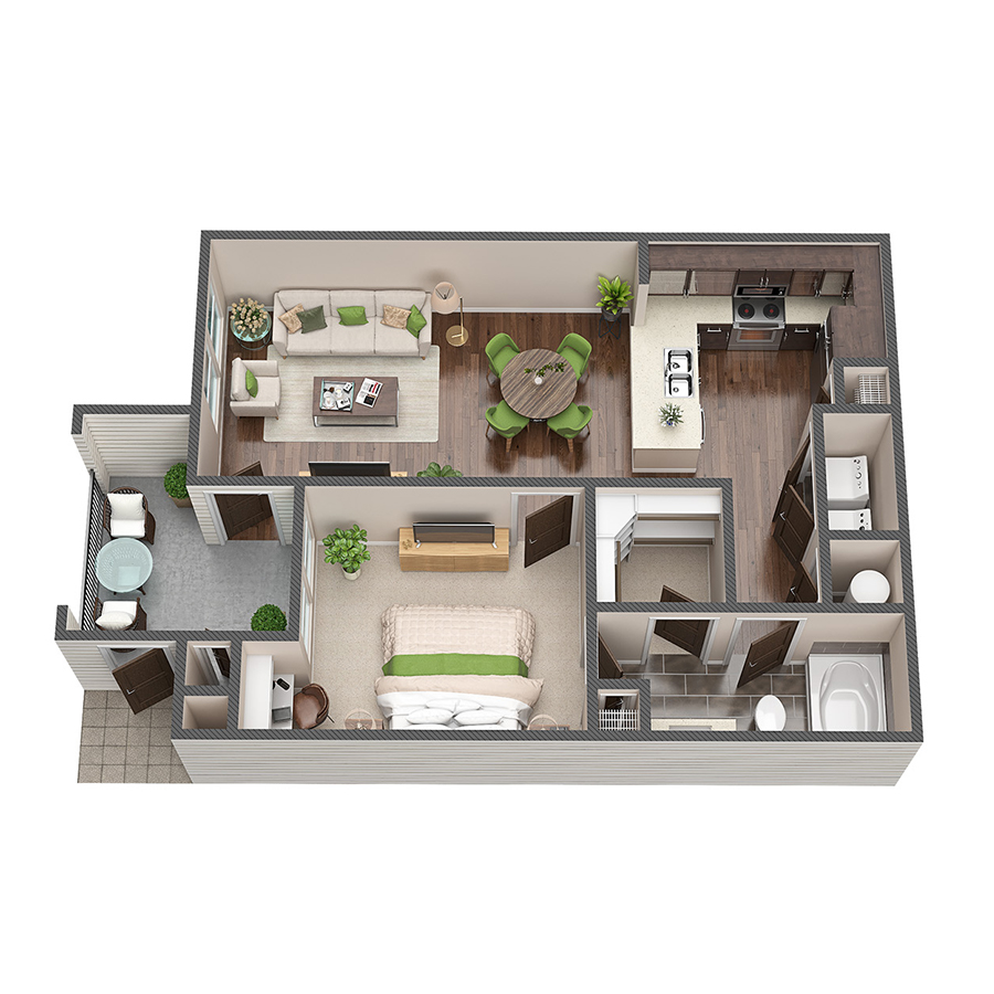 A1 - 1x1 floor plan