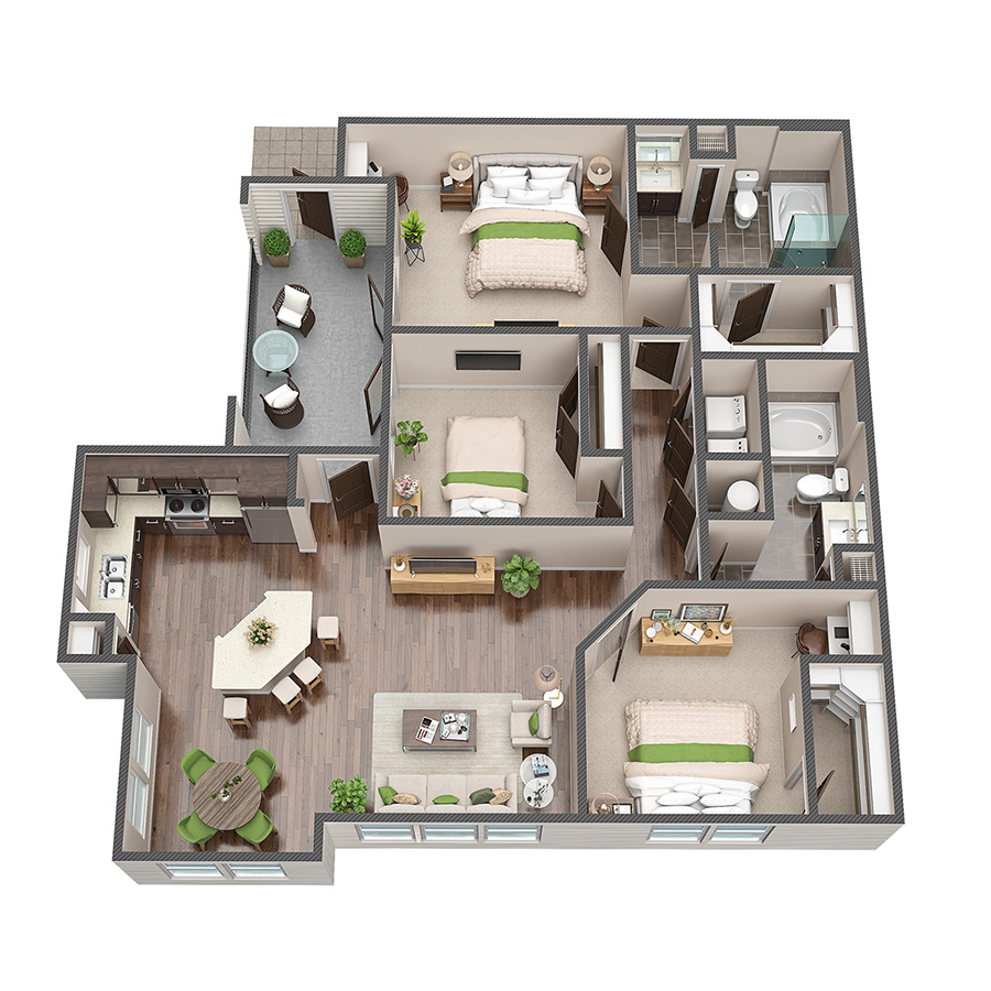 C2 - 3x2 floor plan