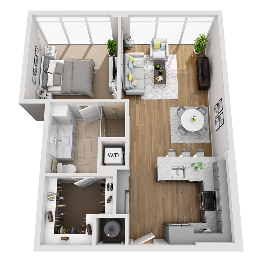 #2409 - 1 bedroom floorplan layout with 1 bathroom and 822 square feet