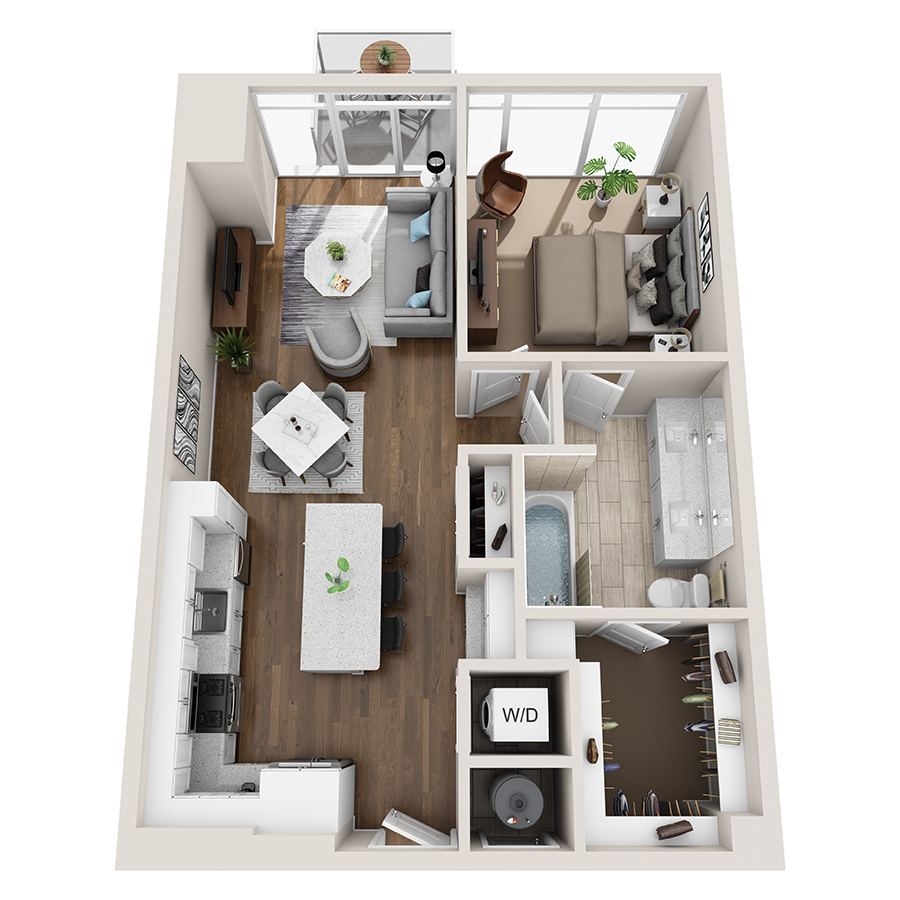 #809 - 1 bedroom floorplan layout with 1 bathroom and 825 square feet