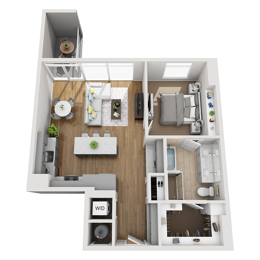 #2116 - 1 bedroom floorplan layout with 1 bathroom and 839 square feet