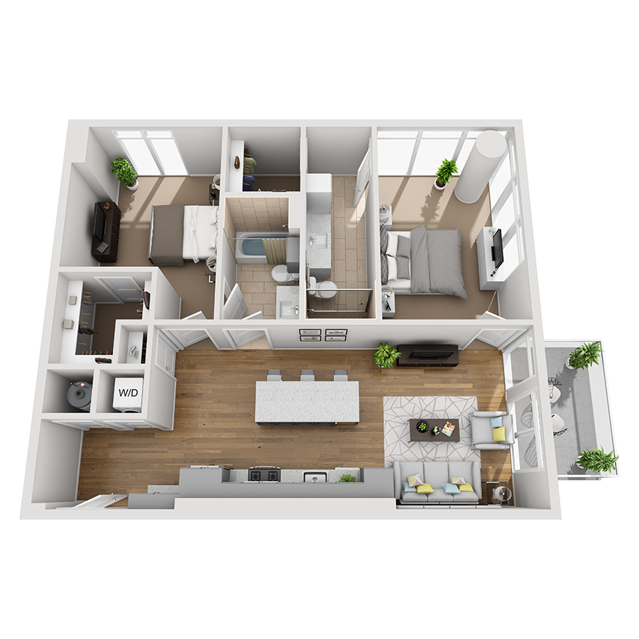 #2404 - 2 bedroom floorplan layout with 2 bathrooms and 1112 square feet