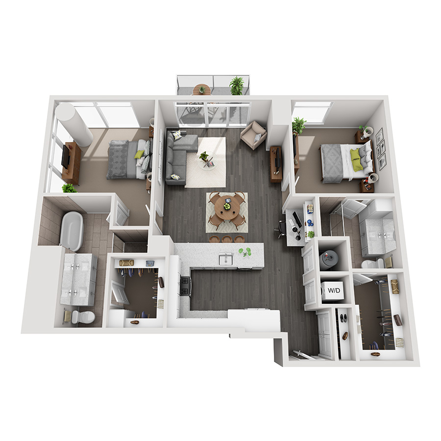 #2507 - 2 bedroom floorplan layout with 2 bathrooms and 1384 square feet
