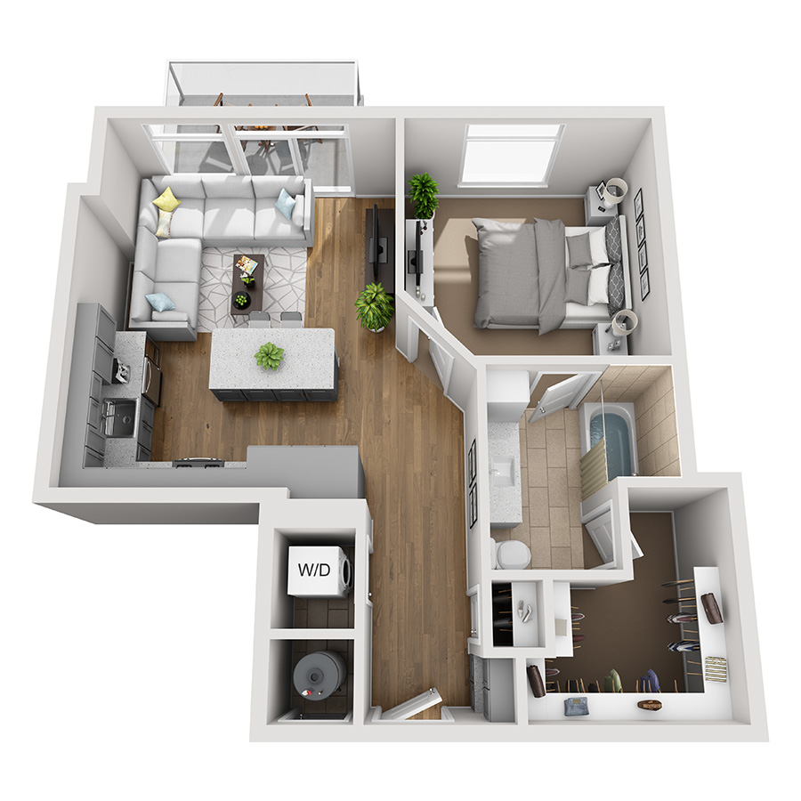 #2102 - 1 bedroom floorplan layout with 1 bathroom and 781 square feet