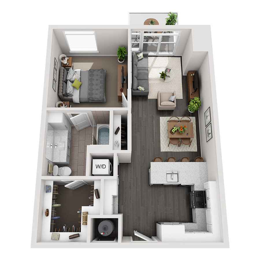 #2207 - 1 bedroom floorplan layout with 1 bathroom and 768 square feet