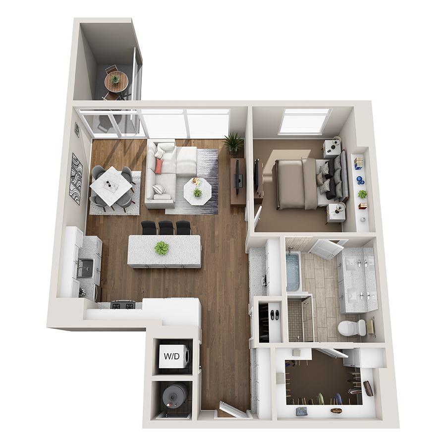 #814 - 1 bedroom floorplan layout with 1 bathroom and 839 square feet