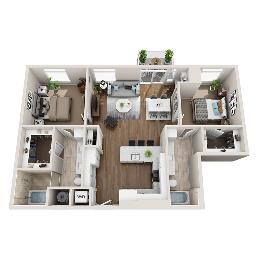 #2301 - 2 bedroom floorplan layout with 2 bathrooms and 1203 square feet