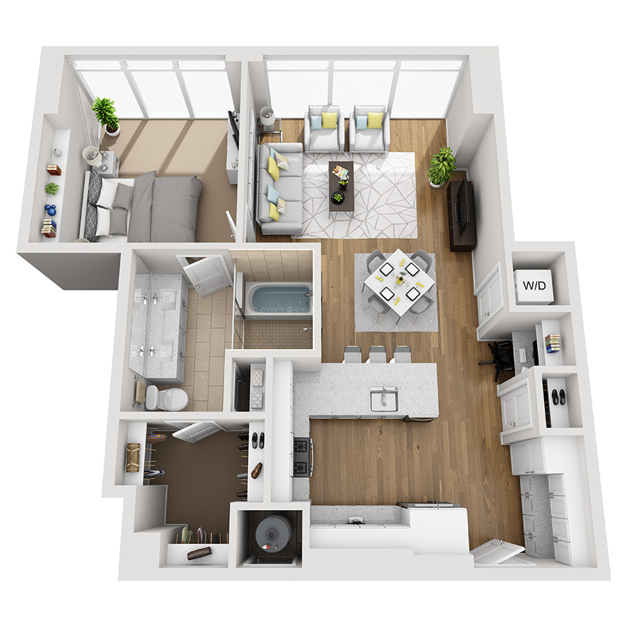 #2110 - 1 bedroom floorplan layout with 1 bathroom and 895 square feet