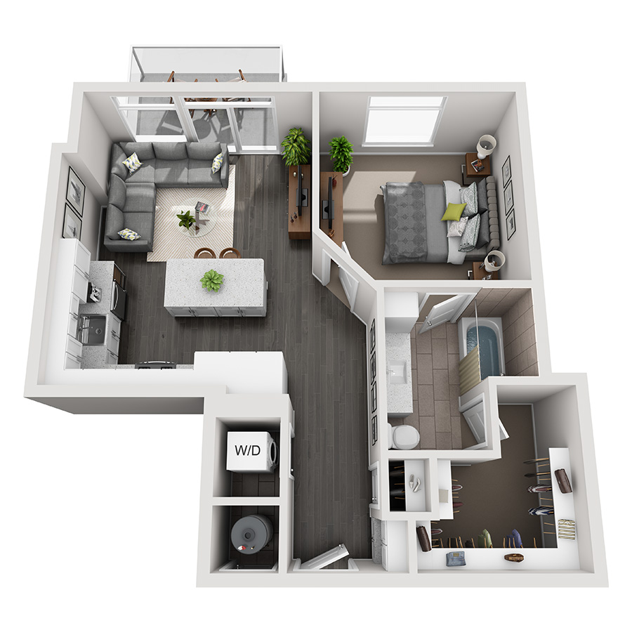#1603 - 1 bedroom floorplan layout with 1 bathroom and 781 square feet
