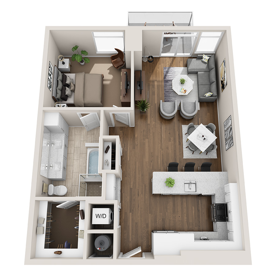 #810 - 1 bedroom floorplan layout with 1 bathroom and 938 square feet