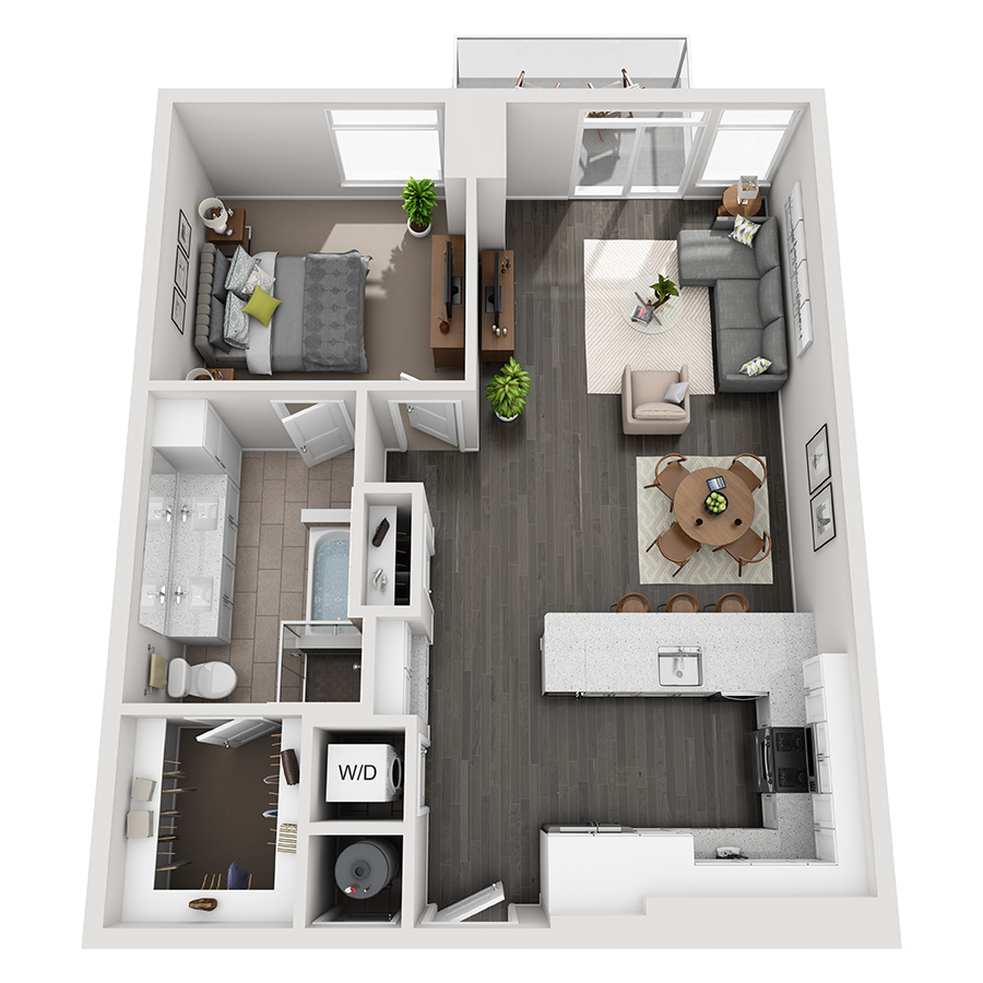 #1315 - 1 bedroom floorplan layout with 1 bathroom and 938 square feet