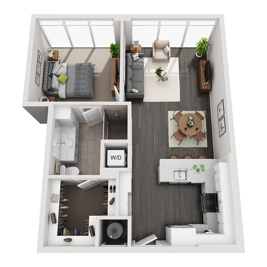 #1611 - 1 bedroom floorplan layout with 1 bathroom and 822 square feet
