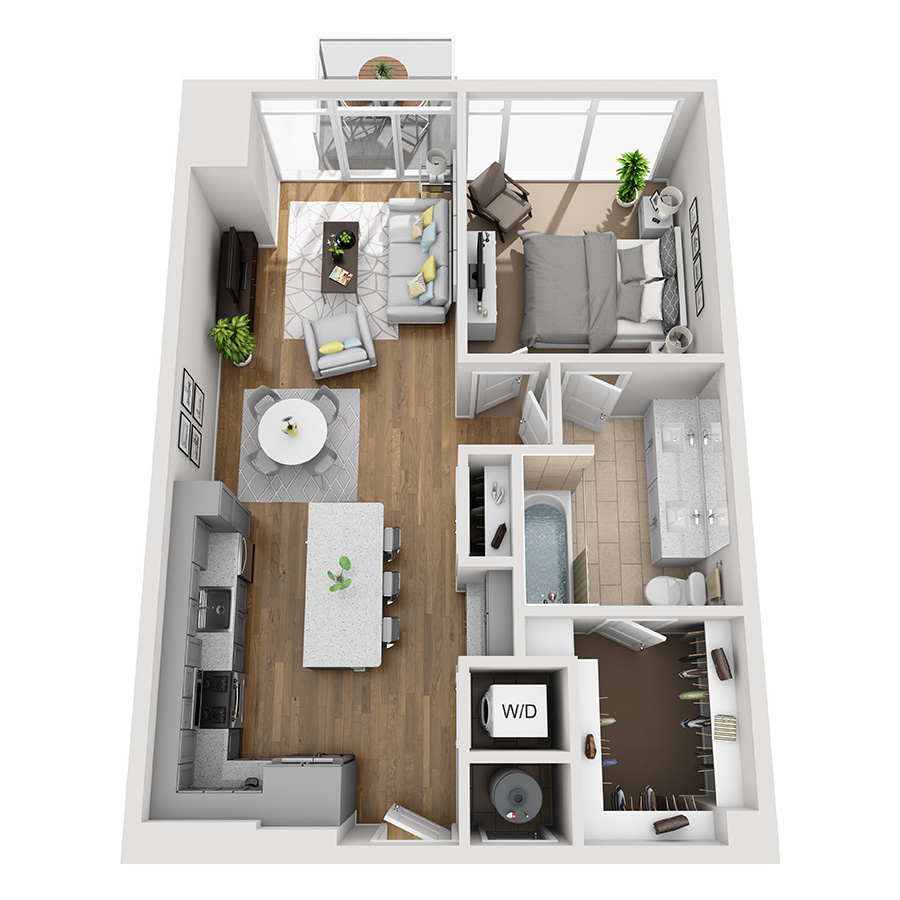 #914 - 1 bedroom floorplan layout with 1 bathroom and 825 square feet