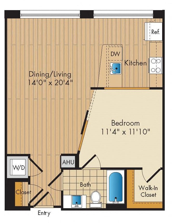 1 Bed 1 Bath-A5a floor plan