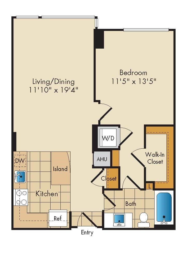 1 Bed 1 Bath-A11b floor plan
