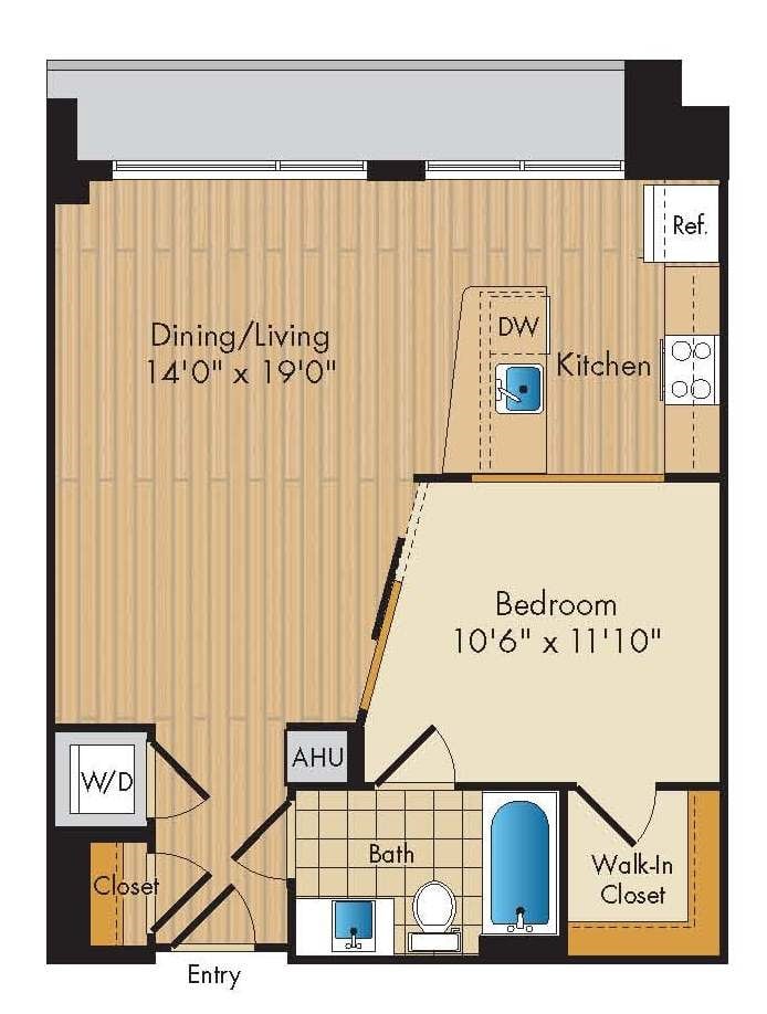 1 Bed 1 Bath Jr.-A2a floor plan