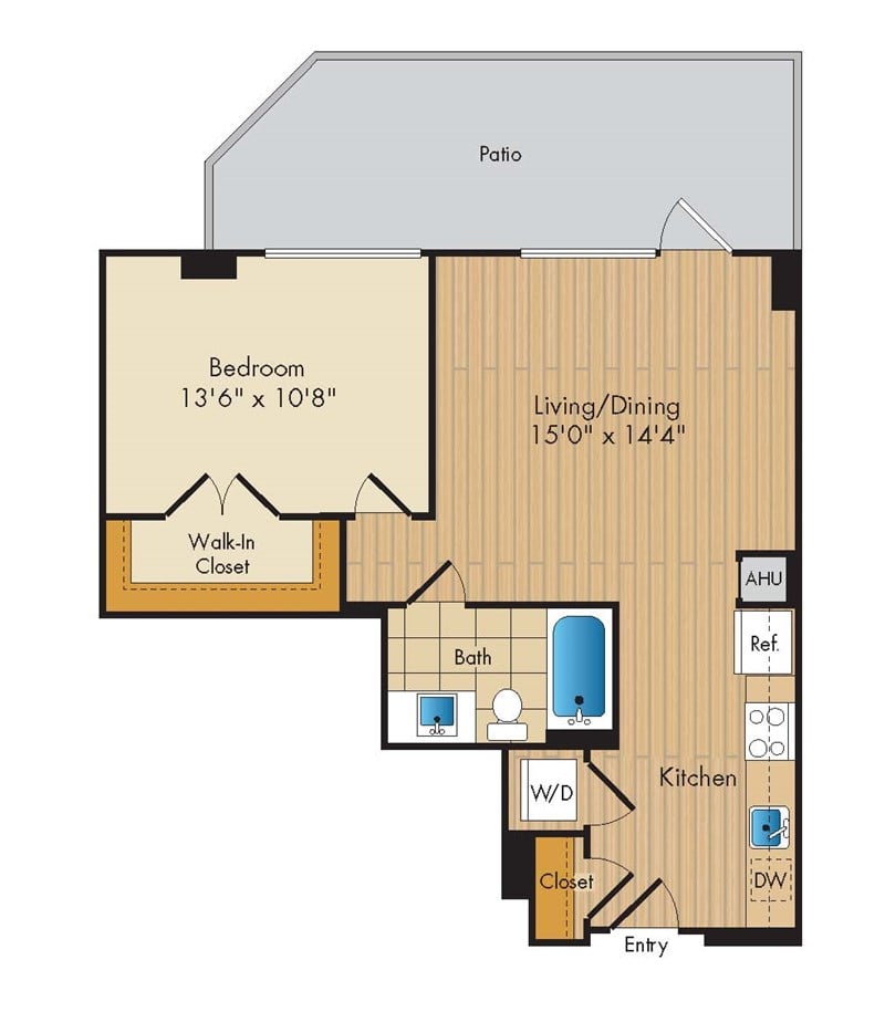 1 Bed 1 Bath Sig-AS1b floor plan