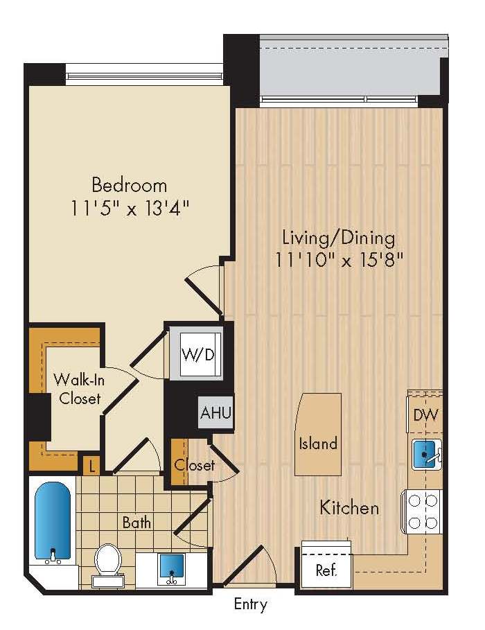1 Bed 1 Bath Jr.-A1a floor plan