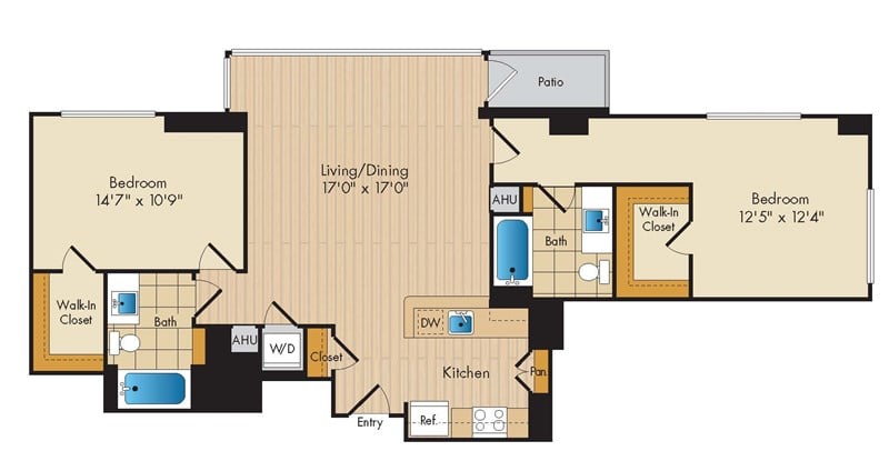 2 Bed 2 Bath Sig-BS5b floor plan