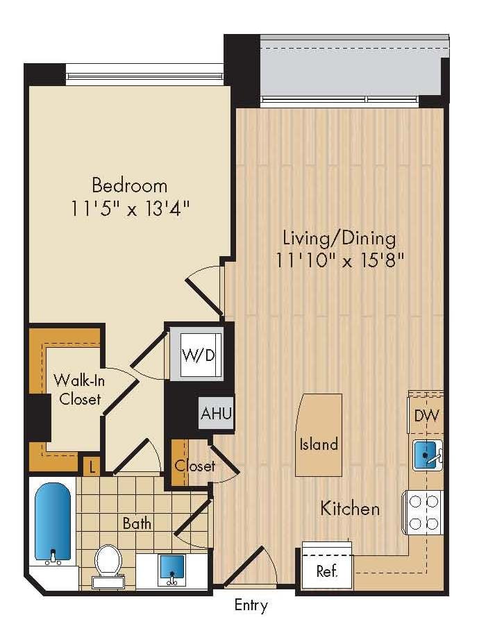 1 Bed 1 Bath Jr.-A1a floor plan