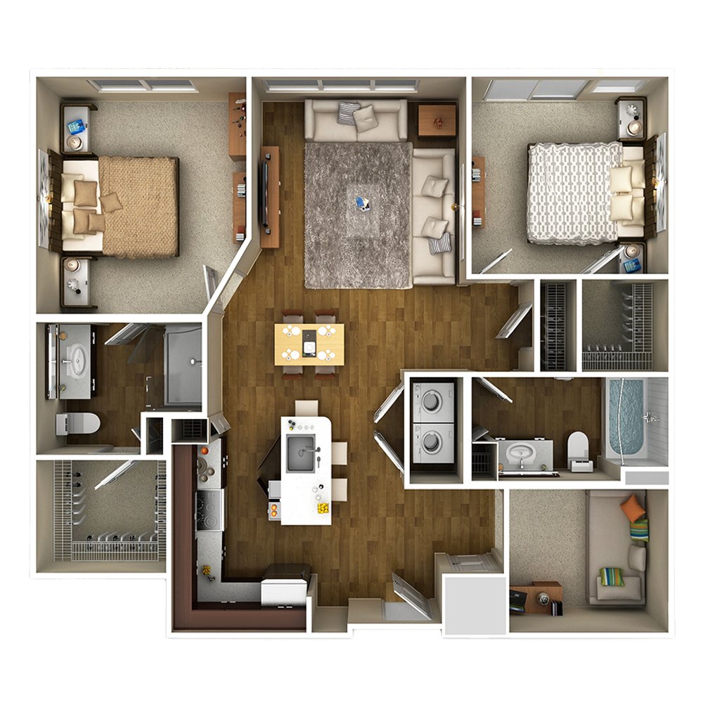 2x2 Den E floor plan