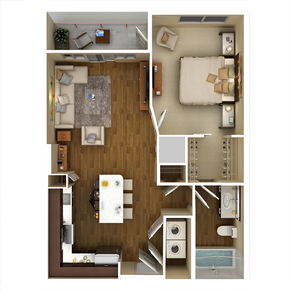 1x1 C floor plan