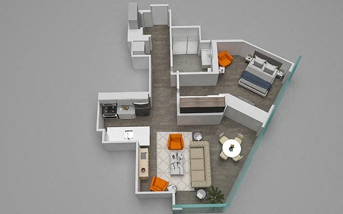 One Bedroom 10 floor plan