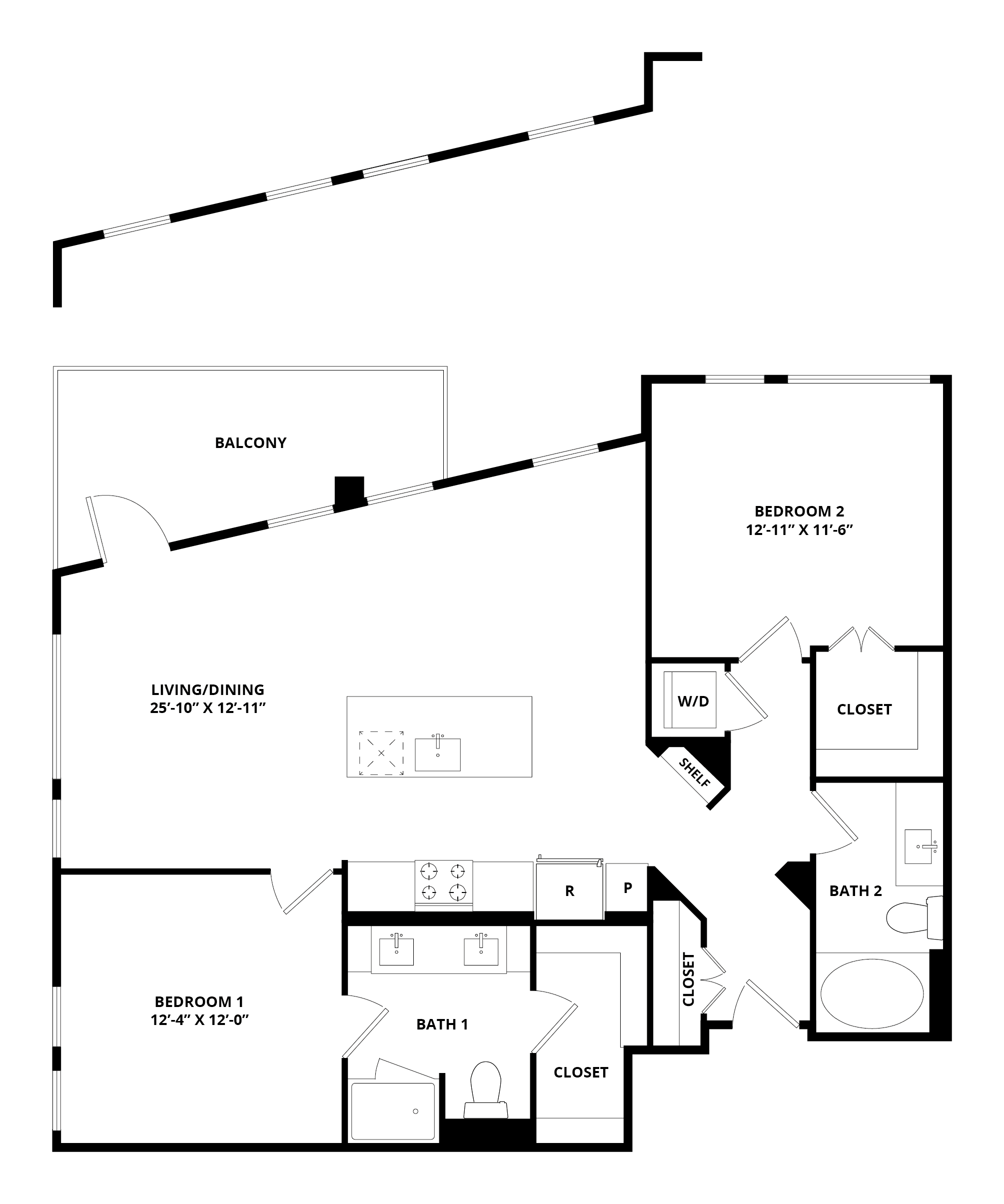 2 Bed/2 Bath-Avalon floor plan