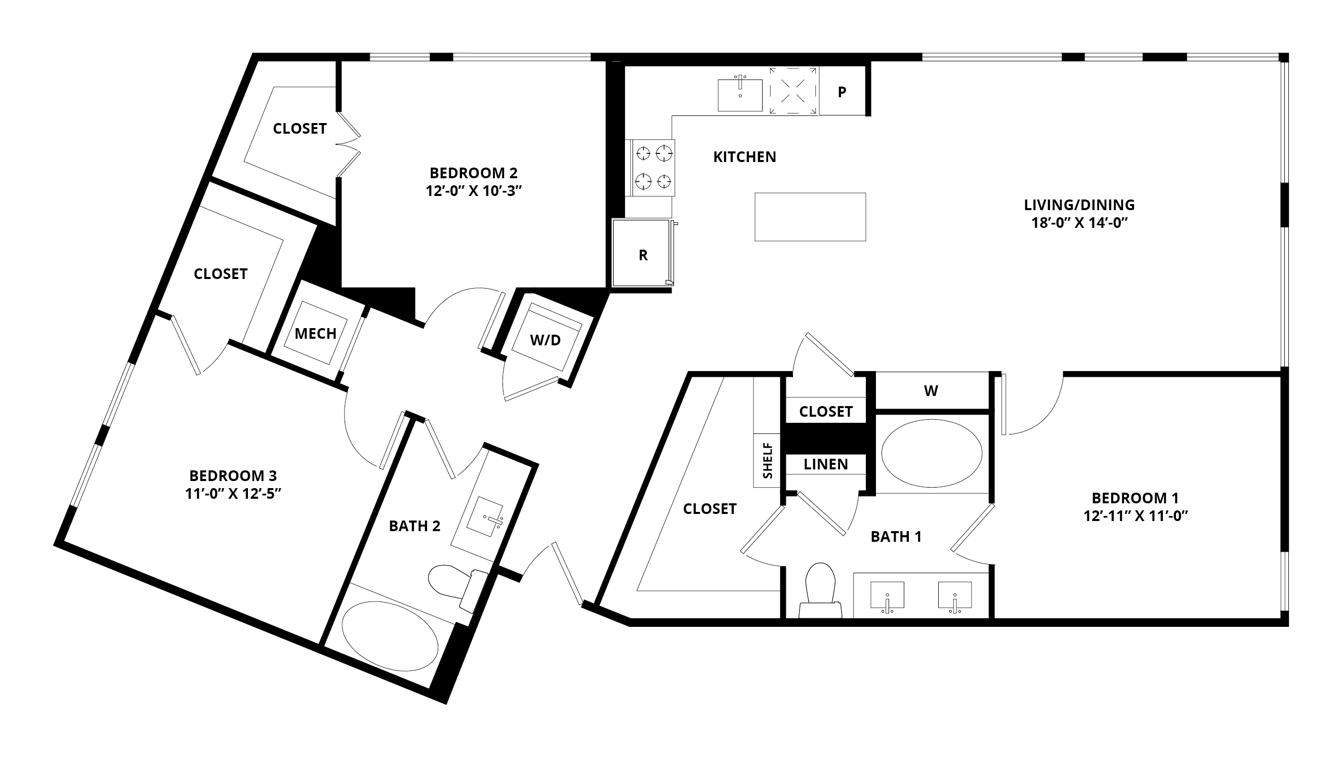 3 Bed/2 Bath-Montgomery floor plan