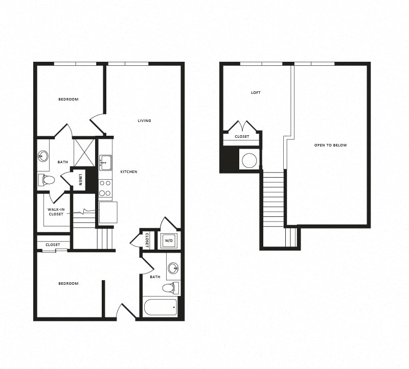 2 Bed/2 Bath Loft-B01L Modern floor plan