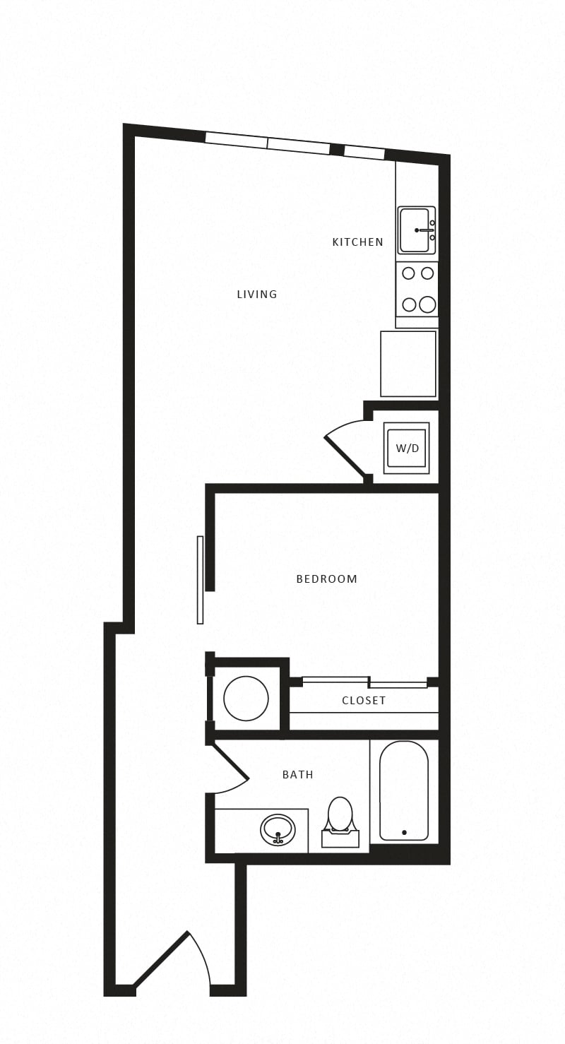 1 Bed/1 Bath-A02 Modern floor plan