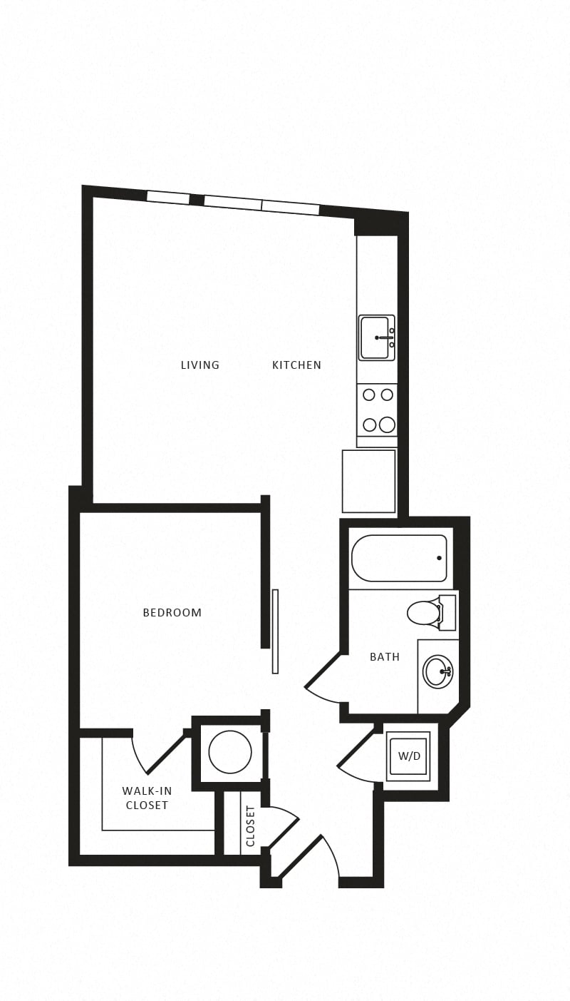 1 Bed/1 Bath-A03 Modern floor plan