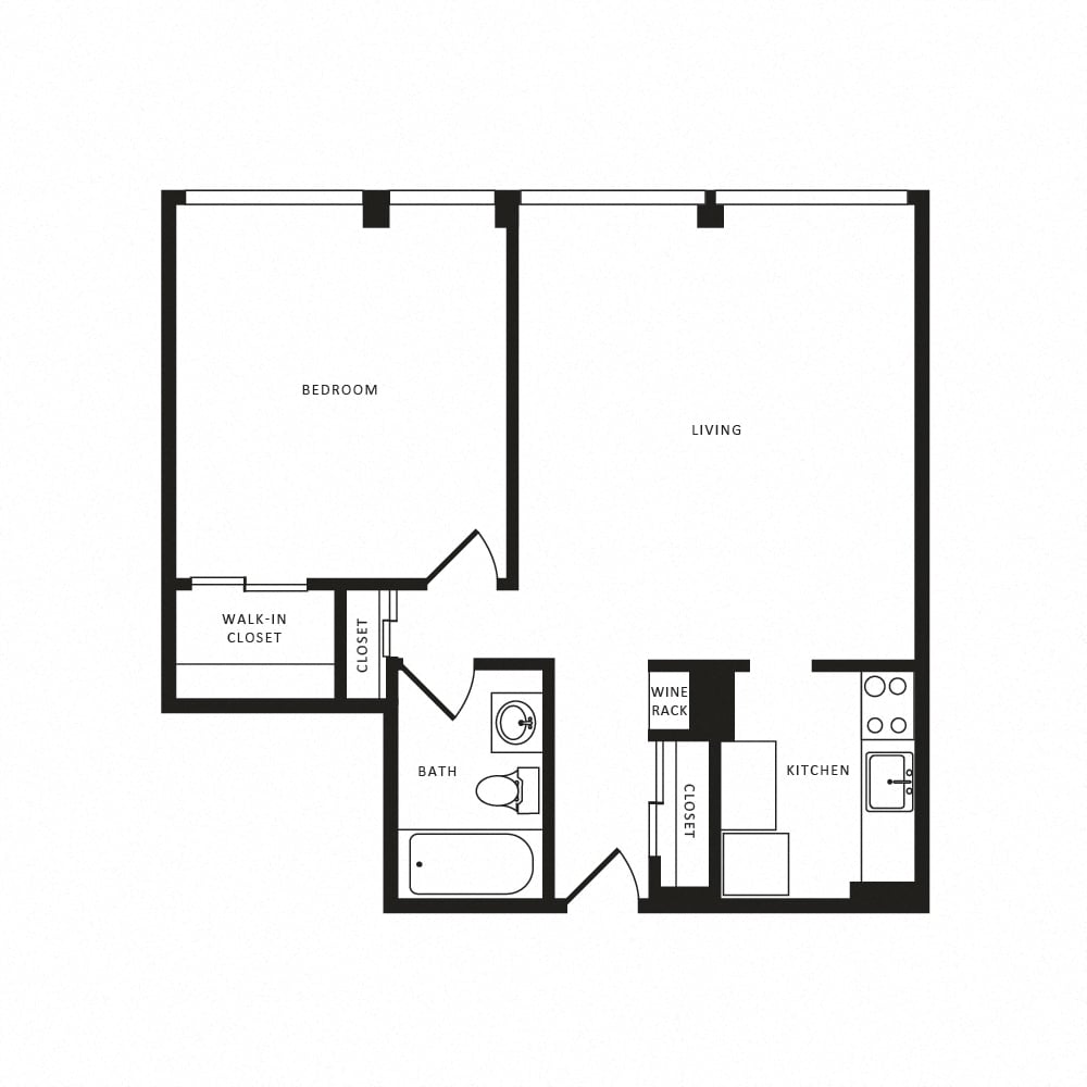 1 Bed/1 Bath-A12 Classic floor plan