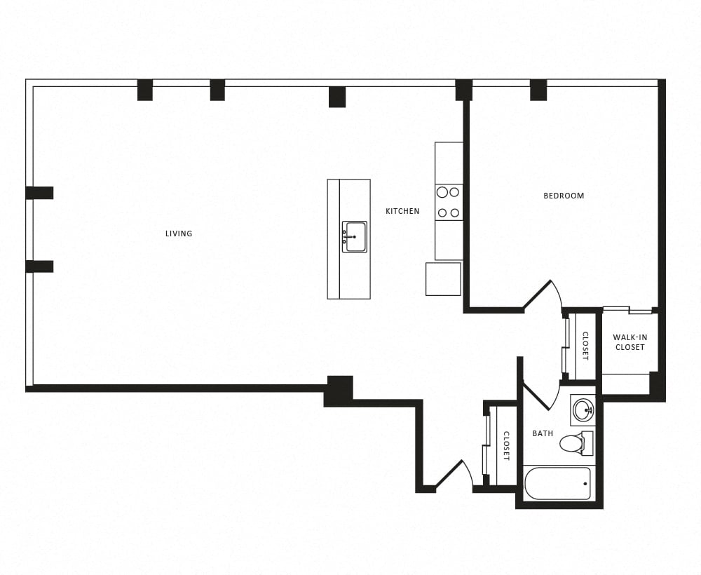 1 Bed/1 Bath-A13 Classic floor plan