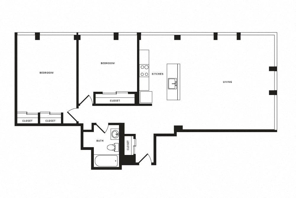 2 Bed/1 Bath-B06 Classic floor plan