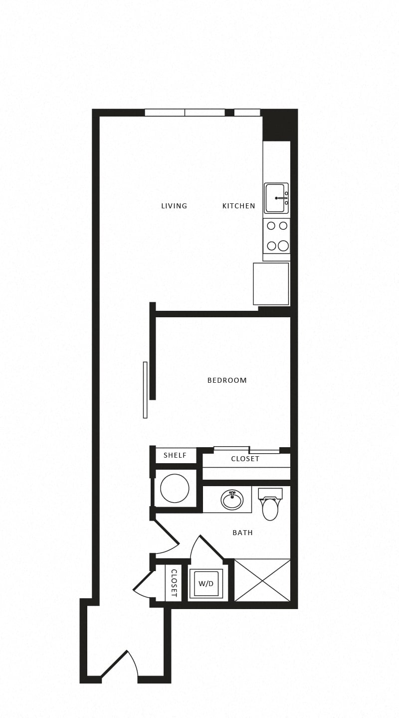 1 Bed/1 Bath-A04 Modern floor plan