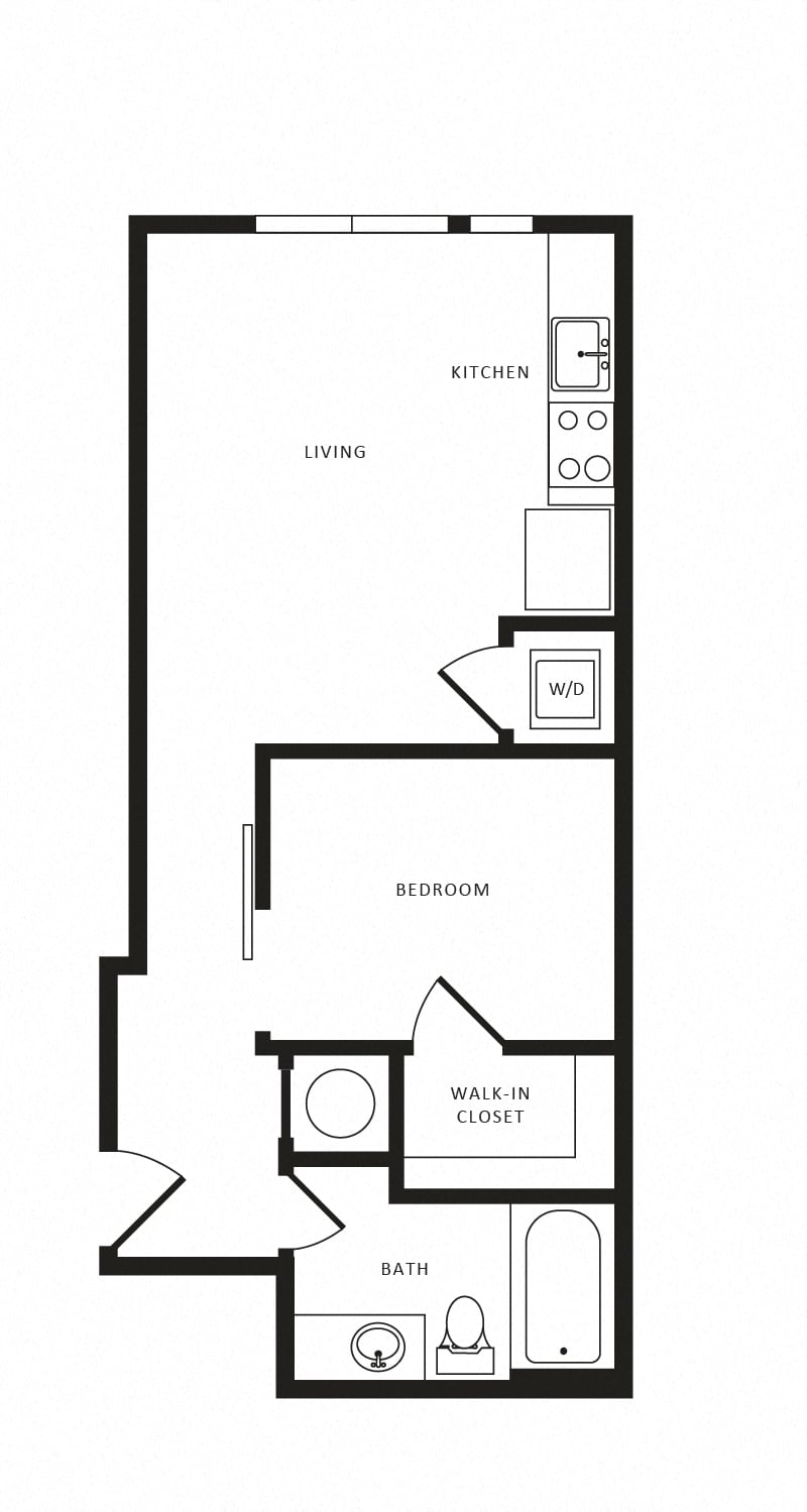 1 Bed/1 Bath-A01 Modern floor plan
