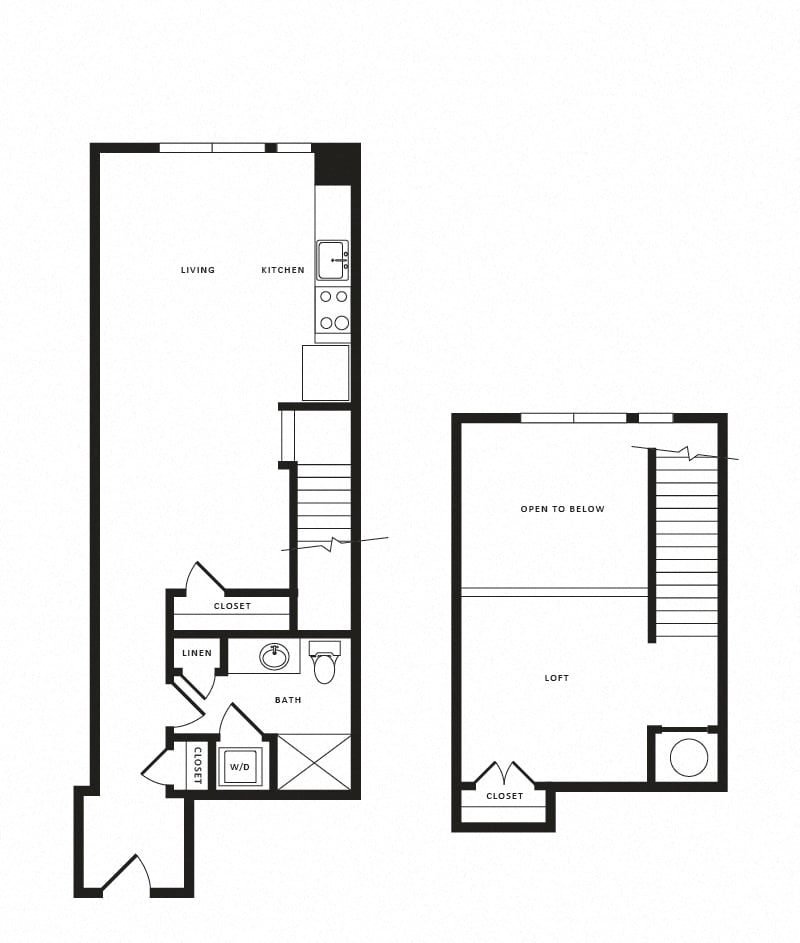 1 Bed/1 Bath Loft-A04L Modern floor plan