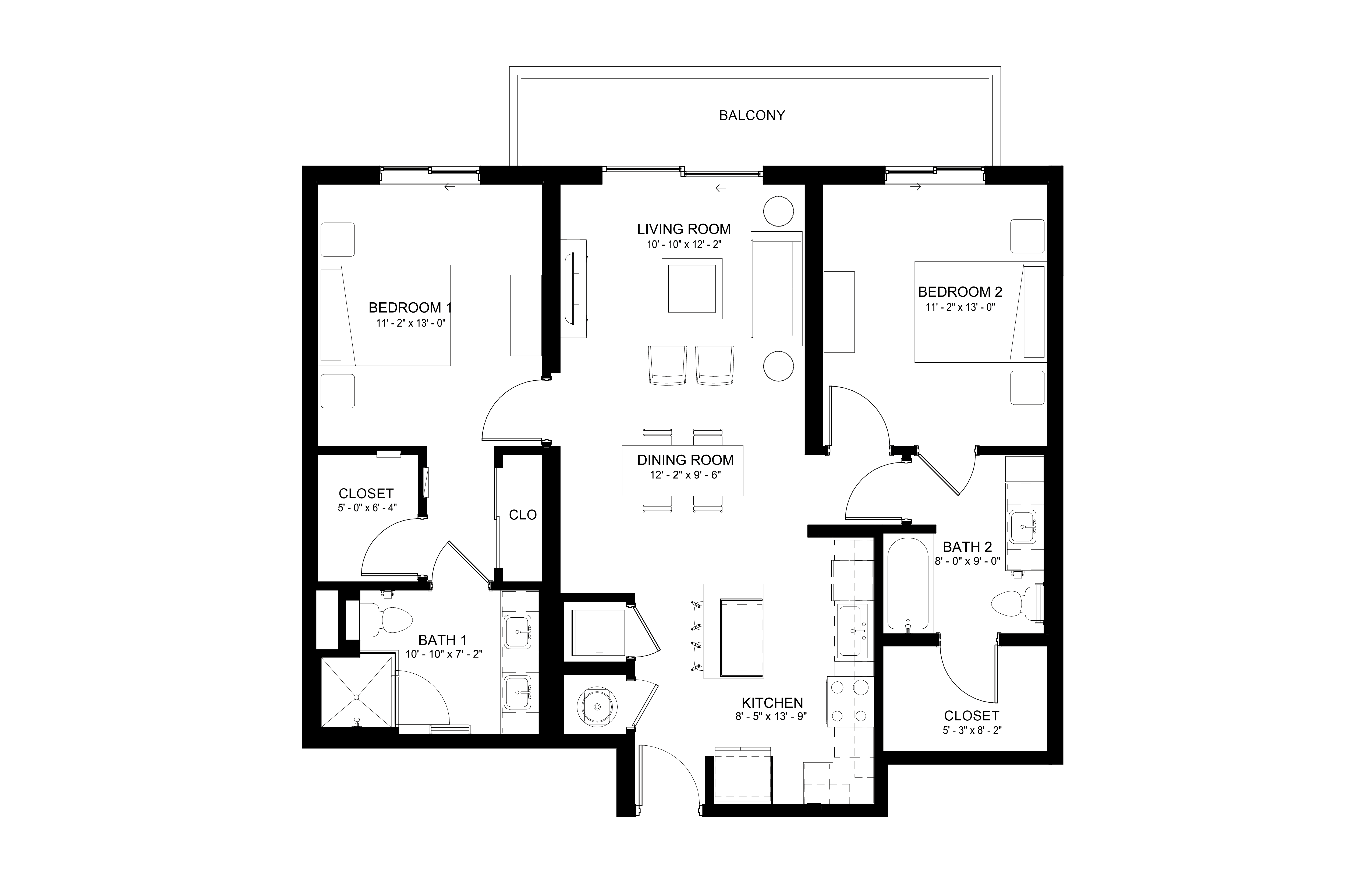 2 Bed/2 Bath-B3 floor plan