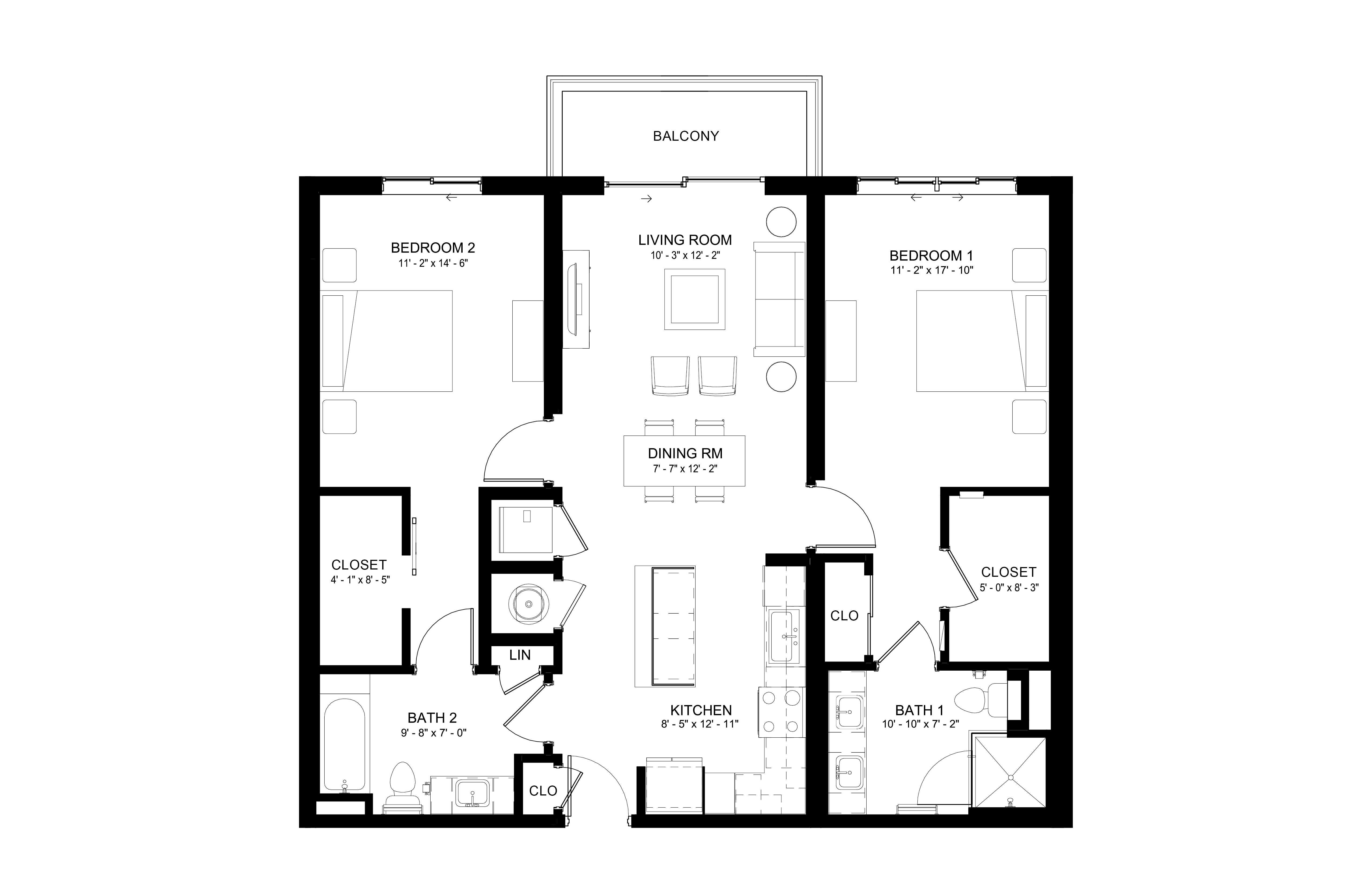 2 Bed/2 Bath-B10 floor plan