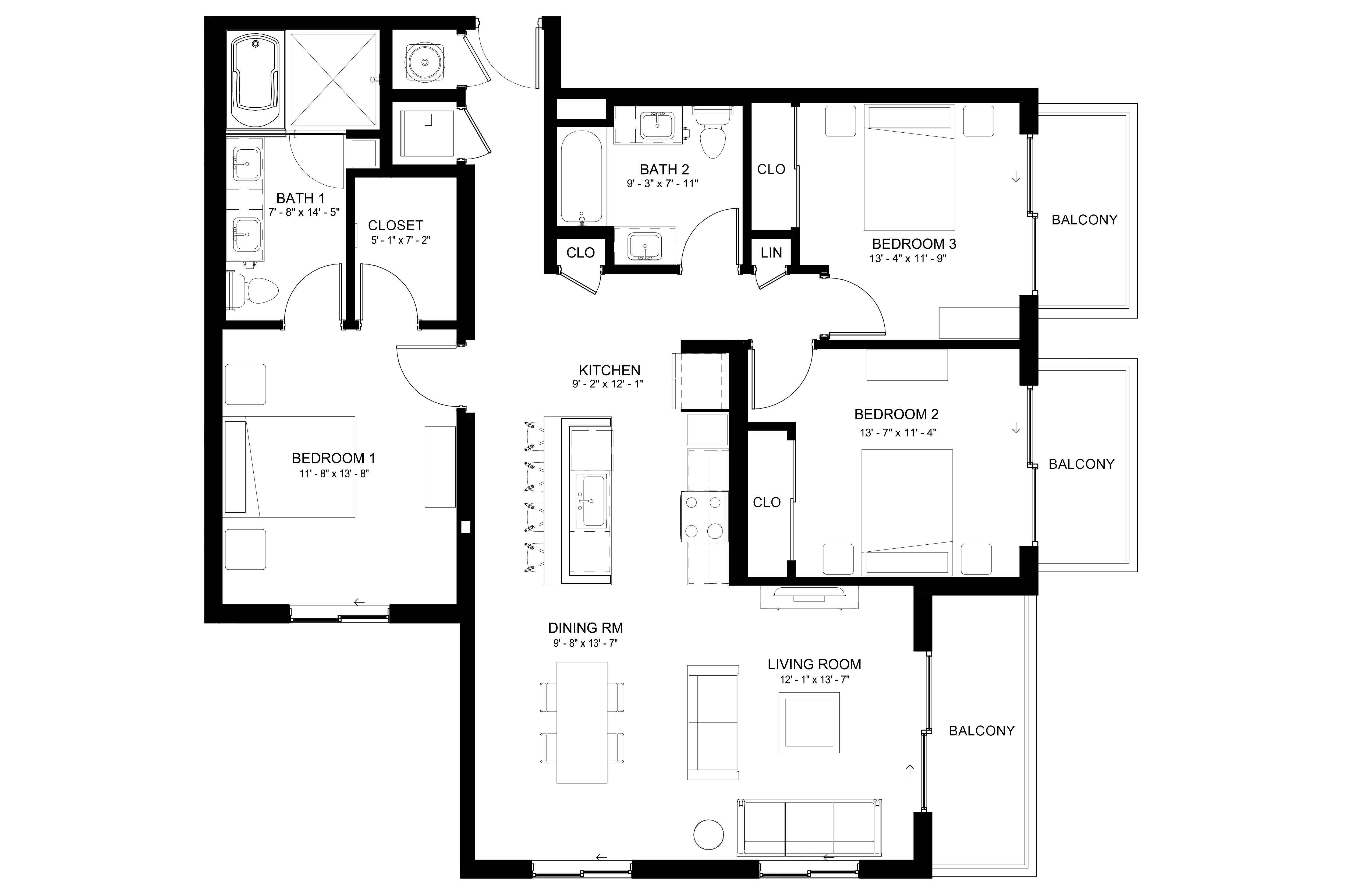 3 Bed/2 Bath-C3 floor plan