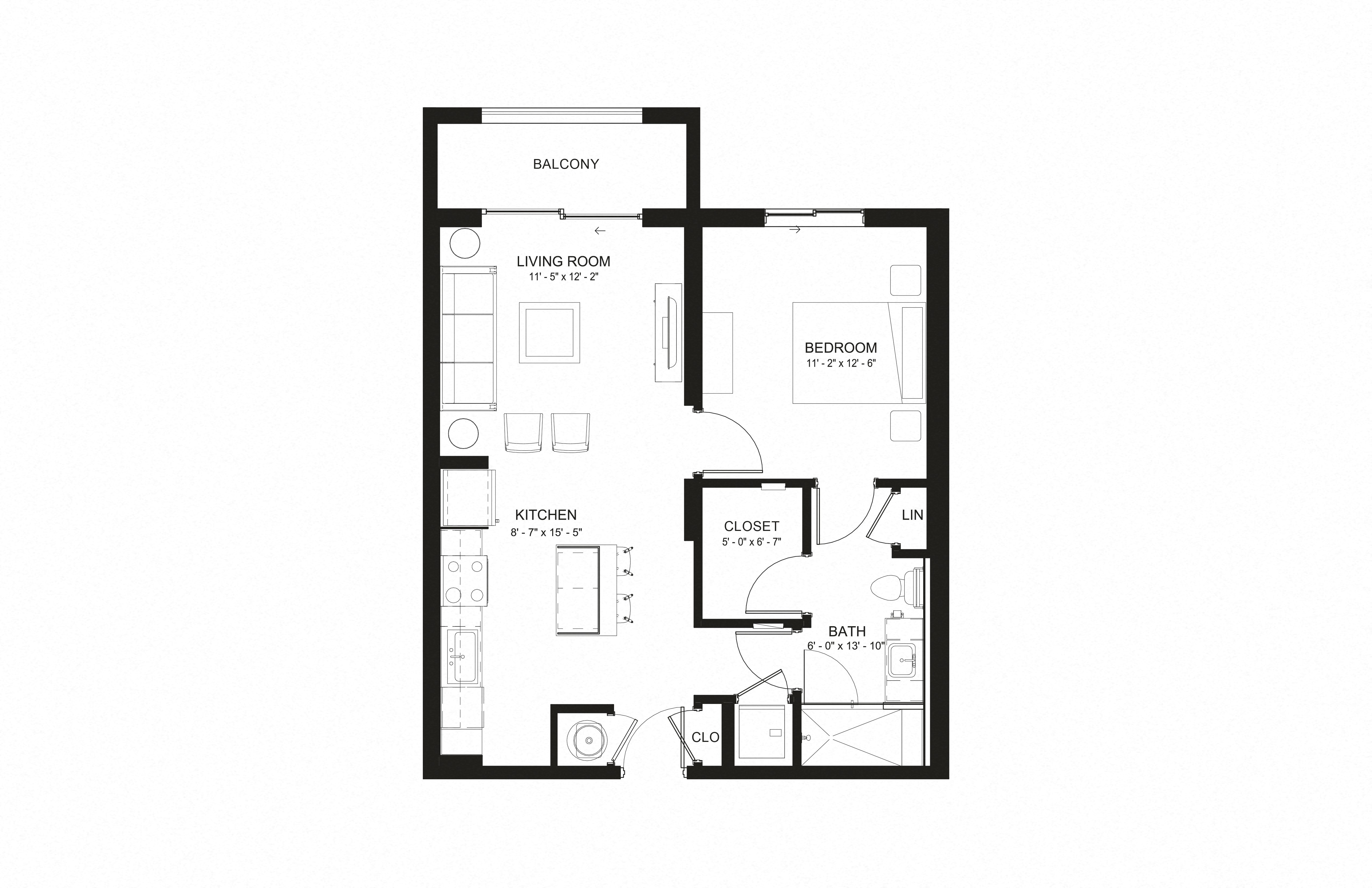 1 Bed/1 Bath-A2 floor plan