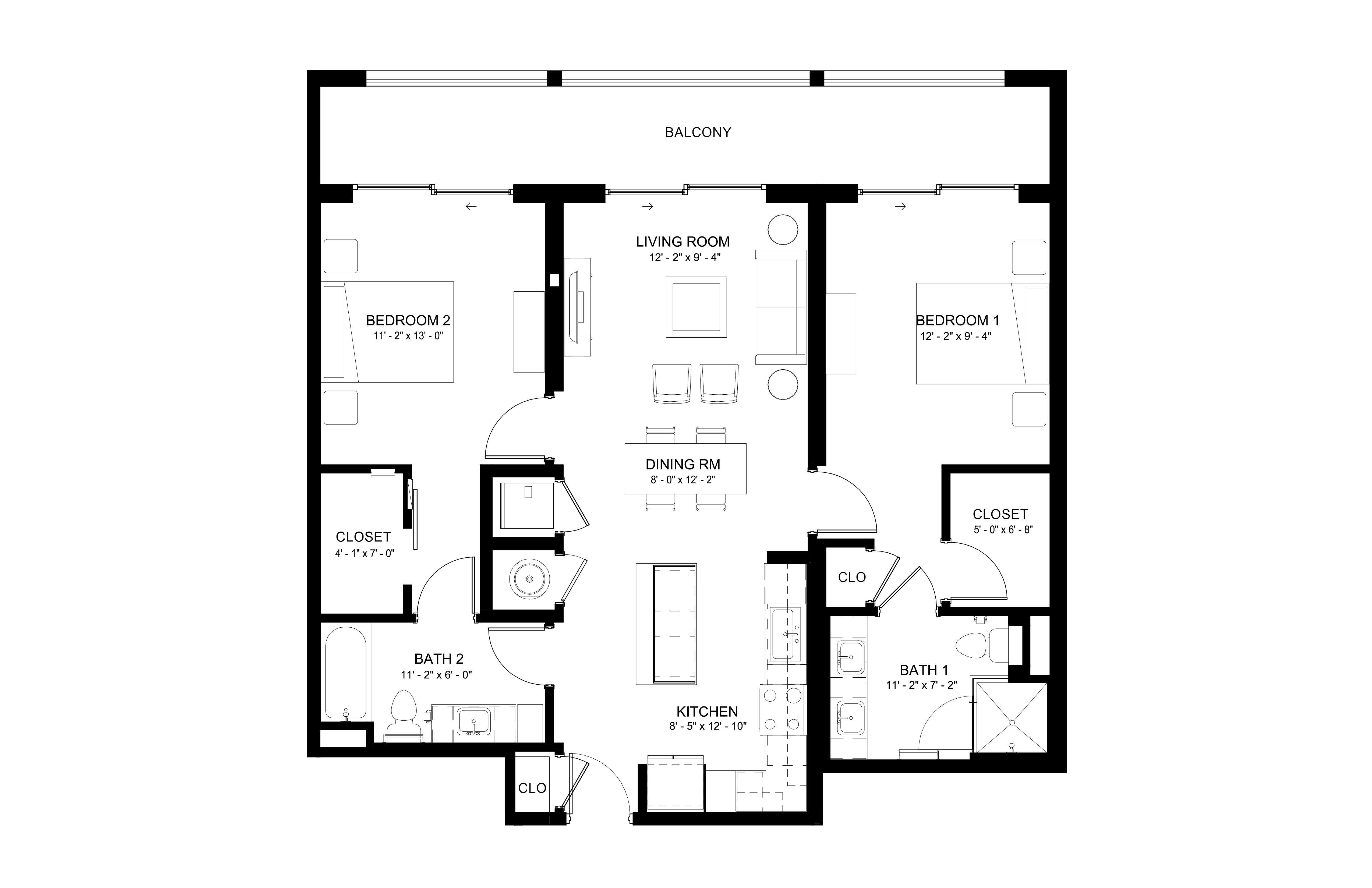 2 Bed/2 Bath-B4 floor plan