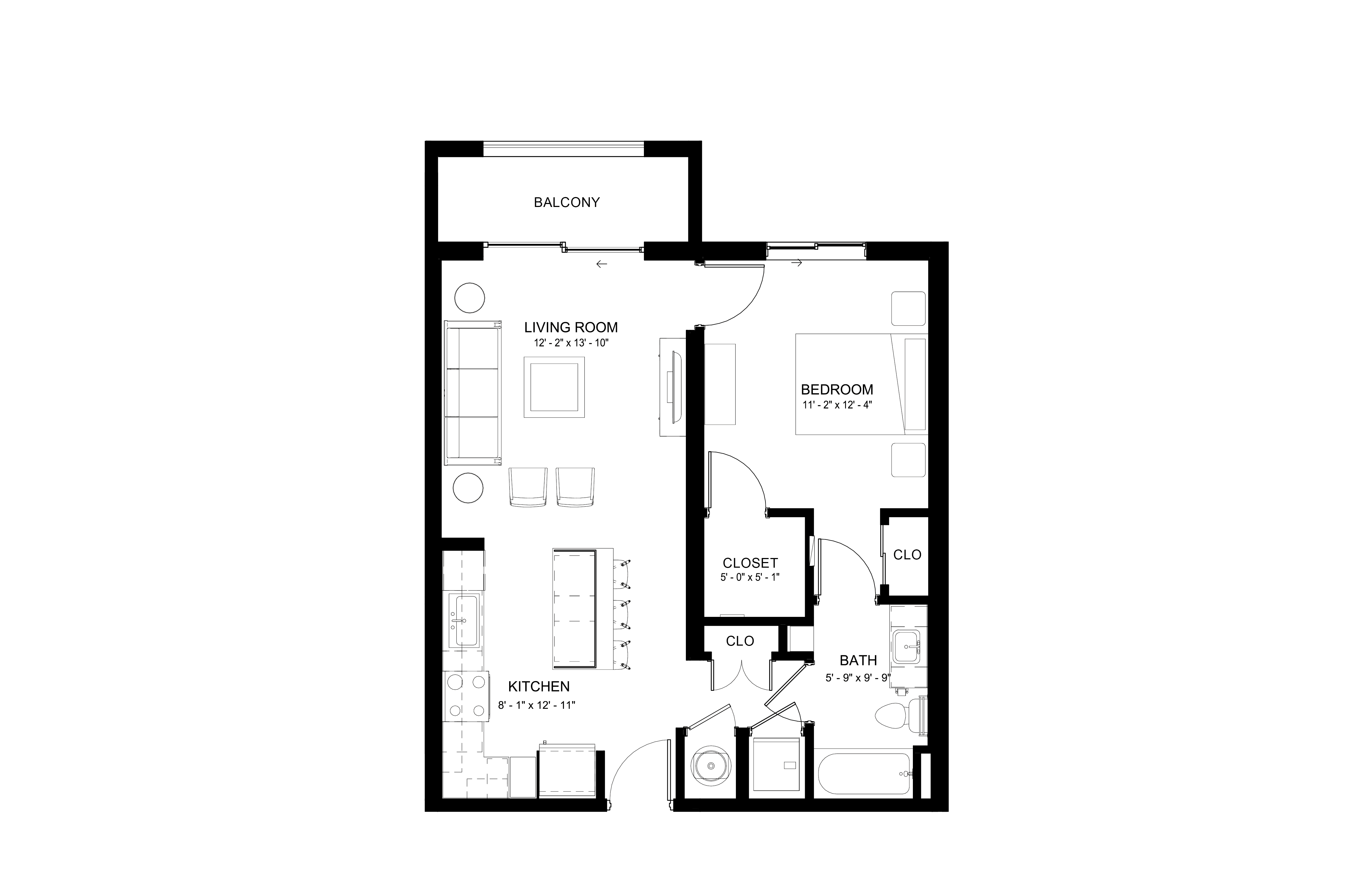 1 Bed/1 Bath-A1 floor plan