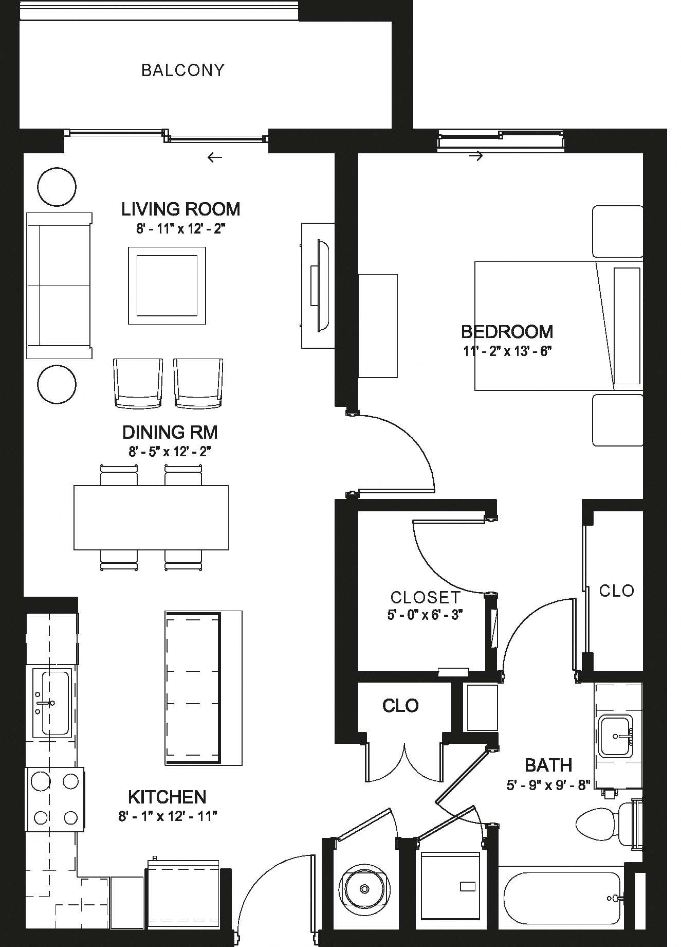 1 Bed/1 Bath-A7 floor plan